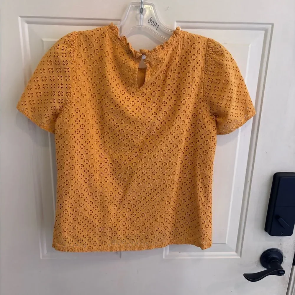 J. Crew Women’s Golden Yellow Eyelet Blouse